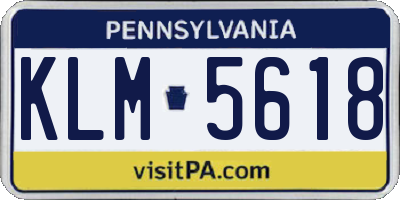 PA license plate KLM5618