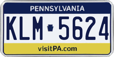 PA license plate KLM5624