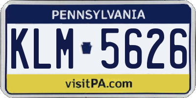 PA license plate KLM5626