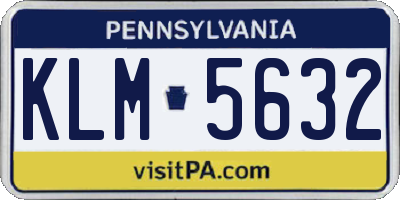 PA license plate KLM5632
