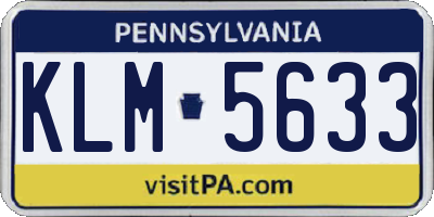 PA license plate KLM5633