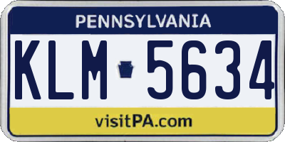 PA license plate KLM5634