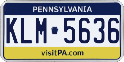 PA license plate KLM5636