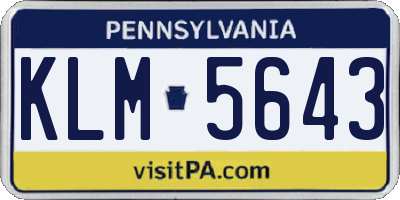 PA license plate KLM5643