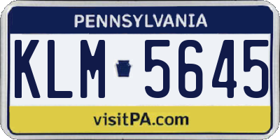 PA license plate KLM5645