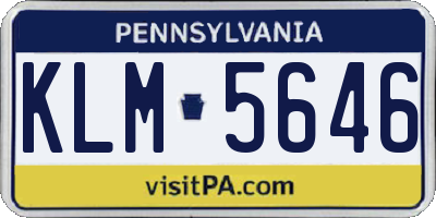 PA license plate KLM5646