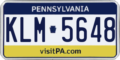 PA license plate KLM5648