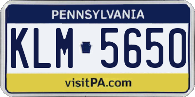 PA license plate KLM5650