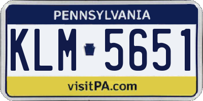 PA license plate KLM5651
