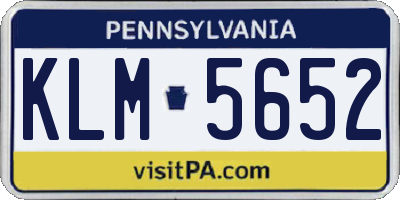 PA license plate KLM5652