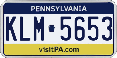 PA license plate KLM5653