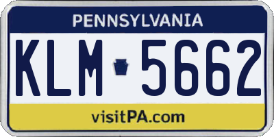 PA license plate KLM5662