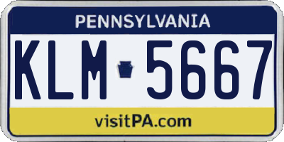 PA license plate KLM5667