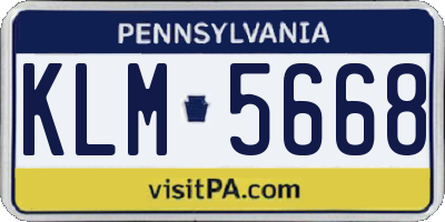 PA license plate KLM5668
