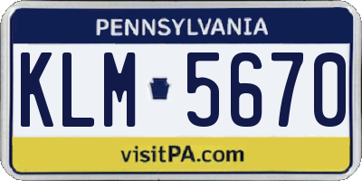 PA license plate KLM5670