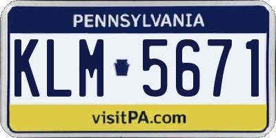 PA license plate KLM5671