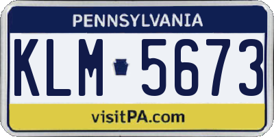 PA license plate KLM5673