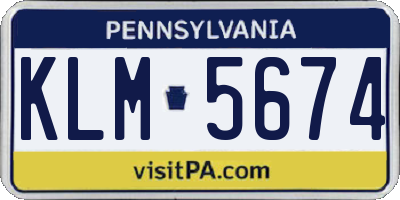 PA license plate KLM5674