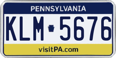 PA license plate KLM5676