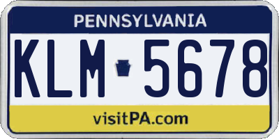 PA license plate KLM5678