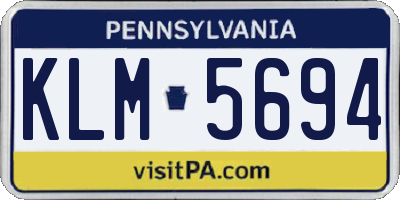 PA license plate KLM5694