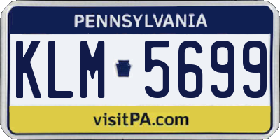 PA license plate KLM5699
