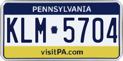 PA license plate KLM5704