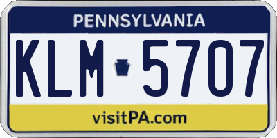 PA license plate KLM5707