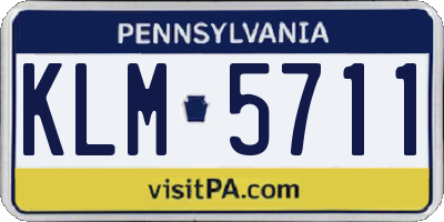 PA license plate KLM5711