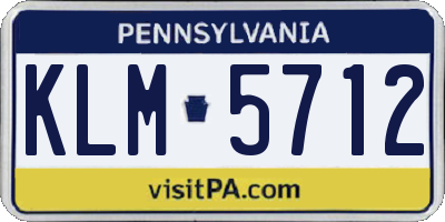 PA license plate KLM5712