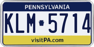PA license plate KLM5714