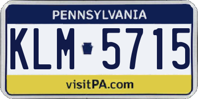 PA license plate KLM5715