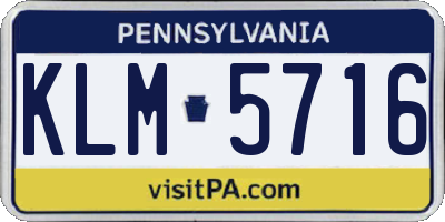 PA license plate KLM5716