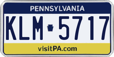 PA license plate KLM5717