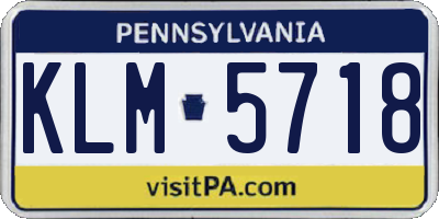 PA license plate KLM5718