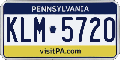 PA license plate KLM5720