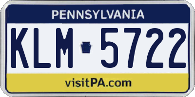 PA license plate KLM5722