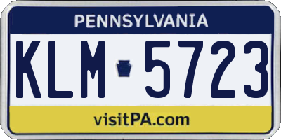 PA license plate KLM5723