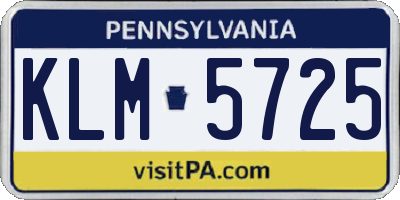 PA license plate KLM5725