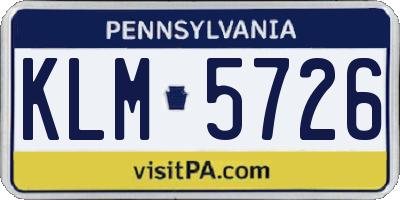 PA license plate KLM5726
