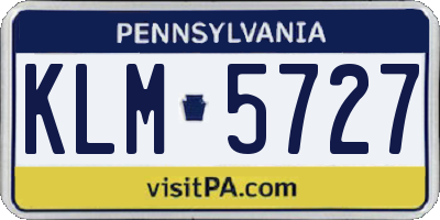 PA license plate KLM5727