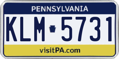 PA license plate KLM5731