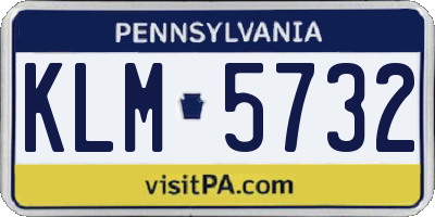PA license plate KLM5732
