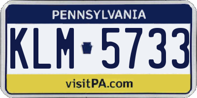 PA license plate KLM5733