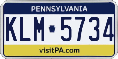 PA license plate KLM5734