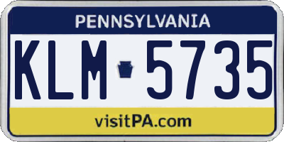 PA license plate KLM5735