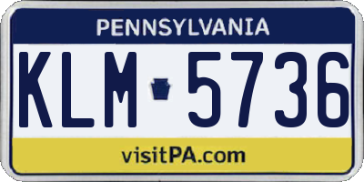 PA license plate KLM5736
