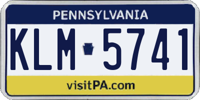 PA license plate KLM5741