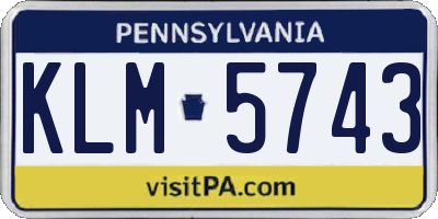 PA license plate KLM5743