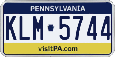 PA license plate KLM5744